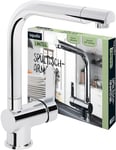 AquaSu® Limited 87025 2 Robinet de cuisine pour évier avec bec rotatif | Cartouche en céramique | Robinet haute pression | Laiton chromé | 87025 2