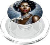 Glamorous Black Woman In Silver Art With Vintage Style PopSockets PopGrip for MagSafe