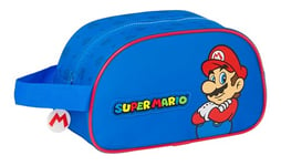 Super Mario Play - Trousse Scolaire Moyenne avec poignée, Trousse pour Enfant, Adaptable au Chariot, Facile à Nettoyer, Confortable et Polyvalente, qualité et résistance, 26 x 12 x 15 cm, Bleu/Rouge,