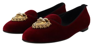 DOLCE & GABBANA Shoes Bordeaux Velvet Slip-On Loafers Flats EU37/ US6.5