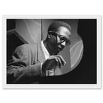 Thelonious Monk Playing Black & White Jazz Legend A4 Artwork Framed Wall Art Print