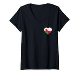 Womens Polish Welsh? A Small Flag in Heart for Poland Wales V-Neck T-Shirt