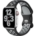 Sportband kompatibel med Apple Watch Band 44mm 42mm 45mm, Andningsbart Silikon Dubbel Håls Spänne Rem, För Iwatch Serie 7 6 5 4 3 Se, 42mm/44mm/4