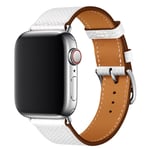 Apple Watch Series 5 44mm klockarmband i äkta läder med korsstruktur - Vit