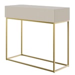 Selsey Console D'Entrée Deboute avec Tiroir À Lamelles 90 x 79 cm sur Pieds Dorés Beige Gris Veldio