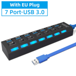 4/7-ports USB 3.0-hub Aktiv med nätadapter USB-fördelare för Windows PC Laptop DHL