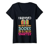 Womens Womens I Survived Reading Banned Books And All I Got Was Sma V-Neck T-Shirt