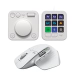 Logitech MX Master 3S & Creative Console Bundle: Precision Mouse, Programmable Keys, Control Dial, for Graphic Design, Video Editing, Adobe, Zoom - Pale Grey