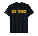 New Jersey NJ Varsity Style Garden State Outline Yellow T-Shirt