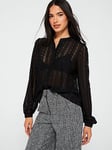 Vila Lace Long Sleeve Shirt - Black, Black, Size M, Women