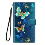 Nuxiady Coque pour Samsung Galaxy A54 5G PU Cuir à Rabat Housse Étui avec Mignonne Motif Dessin Design Protection Case, Antichoc Etui Flip Folio Magnétique Cover pour Galaxy A54 5G,Papillon Vert