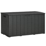 Outsunny 336 Litre Rolling Outdoor Garden Storage Box, Plastic Container, Black