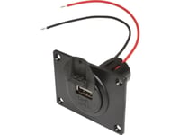 Uttag Infälld Montering, Klämhylsa, Platta, Lock Procar Power Usb Einbausteckdose Ev Mit Montageplatte Und Deckel 12 V Til 5 V, 24 V Til 5 V 3 A Kabeln Är Strippad