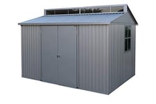 Duramax ALU 10 x 8 (7.24 m²) Abri de jardin en aluminium, Comprend avec lucarne, fondation en métal, fenêtre sur le côté et doubles portes verrouillables, Abri de stockage d'outils