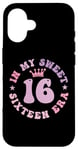 iPhone 16 In My Sweet Sixteen Era 16th Birthday Groovy Retro 16th Case