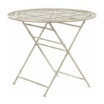 Petite Table Bistrot Ronde 90 cm Pliante Blanc Cassé pour Jardin Terrasse ou Balcon au Style Traditionnel et Provençal Beliani