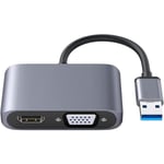 USB 3.0 till HDMI VGA-adapter, USB till HDMI VGA-adapter, stöder HDMI VGA, 1080p Sync Output, kompatibel med Windows 7/