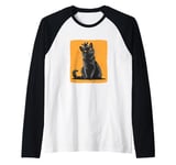 Funny Black Cat with Crown for a Royal Comedy Vibe Raglan Baseball Tee