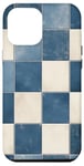 Coque pour iPhone 15 Pro Max Carreaux vichy bleu motif rustique à carreaux