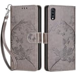 Betunistoy Coque pour Samsung Galaxy A70, Housse en Cuir PU Flip Pochette Portefeuille Étui avec Emplacement Carte Samsung A70 Coque Magnétique Antichoc (Papillon - Gris)