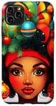 Coque pour iPhone 11 Pro Max Fille noire magique à la peau brune, mélanine, sœur de Noël