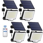 Lampe Solaire Extérieur avec Détecteur de Mouvement [228LED/3 Modes] Lumière Solaire Extérieure avec Télécommande, Étanchéité IP65 LED Solaire Extérieur Jardin avec Câble de 5 Meters [4 Paquet ]