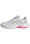 adidas Women's Courtjam Control 3 Tennis Shoes, Cloud White/Iron Metallic/Lucid Red, 7.5 UK