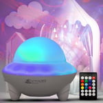 Veilleuse Enfant Projecteur ciel etoile-5 Thèmes. Tout en 1,Enceinte Bluetooth,lampe ambiance multi couleur Rechargeable,LED Gaming,lampe de chevet musicale,50+ bruit blanc et Berceuses(Blanc)