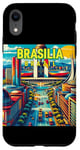 Coque pour iPhone XR Souvenirs de Brasilia Brésil Voyage Vintage Retro City Skyline