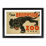 Big Box Art WPA Visit The Zoo Black Panther Framed Wall Art Picture Print Ready to Hang, A2 (62 x 45 cm)