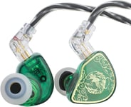 Tangzu Wan'Er S.G Hifi Dynamic Driver Pet Diaphragm ¿¿couteurs Intra-Auriculaires Avec Forme Ergonomique, Cable Tress¿¿ Ofc ¿¿ 2 Broches D¿¿tachable Pour Dj Stage Musical (Vert, Avec Micro)