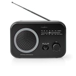 FM-radio | Portabel design | AM / FM | Batteridriven / Strömadapter | Analog | 1.8 W | Svart Vit Skärm | Bluetooth | Hörlursutt