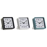 DKD Home Decor Horloge de Table Bleu Blanc Noir PVC (3 pièces) (8,3 x 6 x 9 cm)