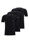 HUGO Mens T-Shirt RN Triplet P Triple-Pack of Cotton Underwear T-Shirts with Logo Print