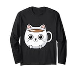 Cute Cat Coffee Mug - Perfect for Cat and Coffee Lovers Long Sleeve T-Shirt