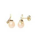 Blue Pearls Womens Pink Freshwater Diamonds Earrings and yellow gold 750/1000 - Multicolour - One Size