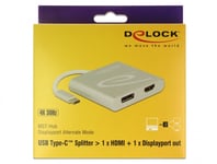 DELOCK – USB Type-C Splitter (DP Alt Mode) > 1 x HDMI + 1 x DisplayPort out 4K 30 Hz (87716)