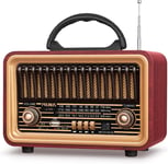 J-170 Retro Radio, AM/SW/FM Small Portable Radio, 1800Mah Rechargeable Radio Por