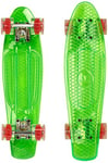 Ridge Blaze Mini Cruiser Skateboard Skate Transparent avec Roues Lumineuses LED: Planche a Roulettes complet