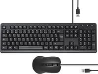 Pack Clavier Souris Filaire,Combo Clavier Azerty Français Et Souris Optique,Fonctionnement Ultra Rapide,Touches De Raccourcis,Clavier Bureautique,Noir,100040