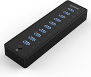 10 Ports Hub Usb 2.0 Avec Interrupteur Et Alimentation 30W (12V2.5A), 480 Mbps Speed Data Hub Pour Pc De Bureau Ordinateur Macbook Imac, Inclure Câble, Adaptateur Und Cordon D'Alim[PCZ230247]