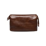 Benjamin Barber Leather Toilet Bag Brown 25x13x15 cm