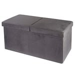 Baroni Home Coffre Rectangulaire en Velours pour Salon avec Couvercle Ouvrable, Repose-pieds pour Chambre, Tabouret de Rangement Pliant Rembourré, 76X38X38 cm, Gris Foncé