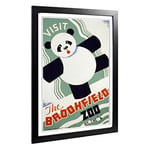 Big Box Art Framed Print of Vintage WPA Poster Brookfield Zoo (3) Design | Wall Art Picture | Home Decor for Kitchen, Living Room, Bedroom, Hallway, Black, A2 / 24.5x18 Inch / 62x45cm