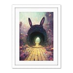 Doppelganger33 LTD Down The Rabbit Hole Alice In Wonderland Easter Bunny Tunnel Artwork Framed Wall Art Print 18X24 Inch