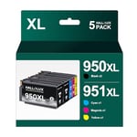 HALLOLUX 950XL 951XL Ink Cartridges Combo Multipack Replacement for HP 950 951 XL for Officejet Pro 251dw 276dw 8100 8600 8610 8615 8620 8640 Multifunctional printer (5 Pack)