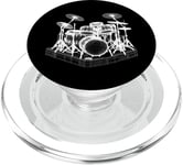 Ensemble de batterie 3D Wireframe - Vintage Drummer Drums Lover PopSockets PopGrip pour MagSafe