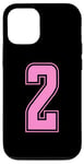 Coque pour iPhone 14 Rose Numéro 2 Équipe Junior Sports Uniforme Numéroté