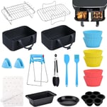 Lot de 20 accessoires de friteuse à air chaud Dual Zone compatibles avec Ninja Foodi AF300eu, AF400eu, Princess 182074, friteuse à air chaud, grille de barbecue, papier sulfurisé, multicuiseur pour