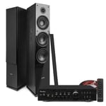 Floor Standing HiFi Tower Speaker System and Bluetooth Amplifier - SHF80B Black